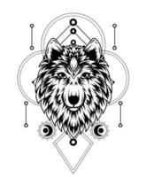 Wolfskopf Hand gezeichnet-Vektor-Illustrationskunst vektor