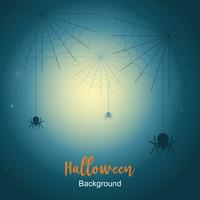 Halloween-Nachthintergrund mit Spinnennetz unter dem Mondschein. vektor