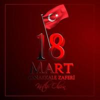 vektor illustration. 18 mart canakkale zaferi national holiday, 1915 dagen då ottomanerna seger canakkale segermonument. seger av canakkale glad semester