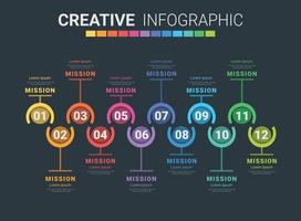 infographic element mall för 12 alternativ vektor