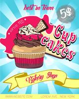 Vintage Cupcake-Plakatgestaltung. vektor