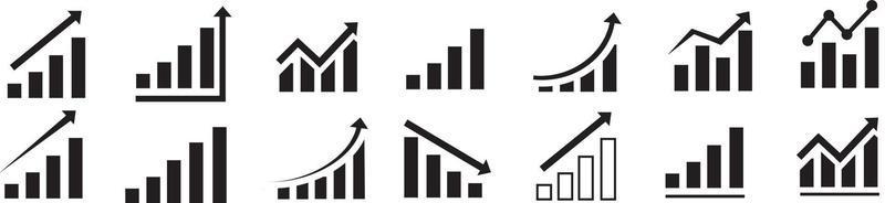 Wachstumssymbol. Gewinn wachsende Symbole gesetzt. wachsendes Diagrammsymbol. Vektor