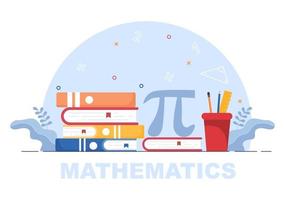 Lernen Mathematik der Bildung und Wissen Hintergrund Cartoon-Vektor-Illustration. Wissenschaft, Technologie, Ingenieurwesen, Formel oder grundlegende Mathematik