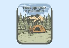 Camping im Natur. Jahrgang draussen Illustration Design vektor