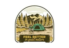 Camping im Natur. Jahrgang draussen Illustration Design vektor