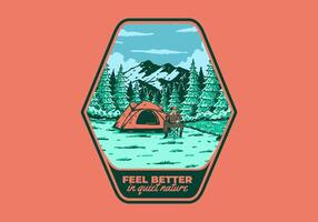 Camping im Natur. Jahrgang draussen Illustration Design vektor