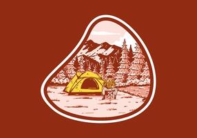 Camping im Natur. Jahrgang draussen Illustration Design vektor