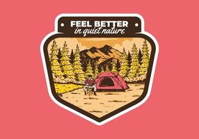 Camping im Natur. Jahrgang draussen Illustration Design vektor