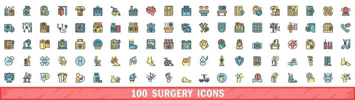 100 Chirurgie Symbole Satz, Farbe Linie Stil vektor