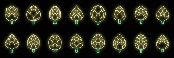 kronärtskocka ikoner som vektor neon
