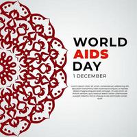 1. Dezember Welt-Aids-Tag-Banner oder Kartenvorlage und Hintergrund mit Mandala vektor