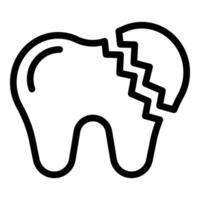 geknackt Zahn Symbol Gliederung Vektor. Dental Krankheit vektor