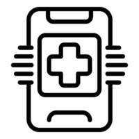 Handy, Mobiltelefon medizinisch zuerst Hilfe Symbol Gliederung Vektor. Krankenwagen Anruf vektor