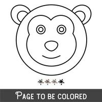 roligt apansikte som ska färgas, målarboken för förskolebarn med lätt pedagogisk spelnivå, medium. vektor