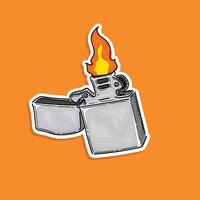 Silber Zigarette Feuerzeug Vektor Illustration Aufkleber isoliert auf Orange Hintergrund. Prämie Qualität Symbol. Nein Rauchen. Streichhölzer