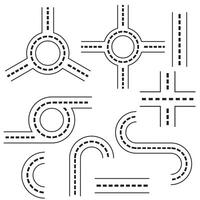 ein einstellen von Straße Elemente. Schablone von Autobahnen, Autobahnen. Vektor Illustration. schwarz Umriss, Gekritzel