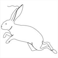 enda linje kontinuerlig teckning av söt kanin och begrepp påsk kanin översikt vektor illustration