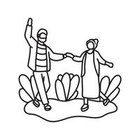 hand dragen familj illustration översikt teckning linje konst teckning vektor