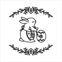 Ostern Karte mit Hase und Eier Vektor Illustration Gliederung