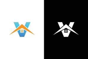 Initiale Brief v mit Haus Logo Symbol Design Vektor. Brief v mit Haus Logo Design Vorlage Inspiration. vektor