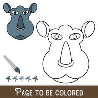 roligt noshörningsansikte som ska färgas, målarboken för förskolebarn med lätt pedagogisk spelnivå. vektor