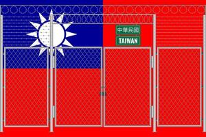 vektor illustration av de flagga av taiwan under de gitter. begrepp av isolationism. Nej krig.