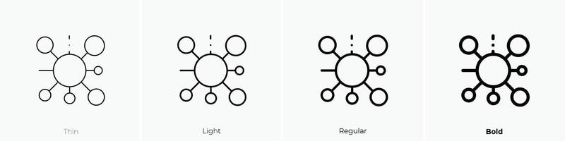 Molekül Symbol. dünn, Licht, regulär und Fett gedruckt Stil Design isoliert auf Weiß Hintergrund vektor