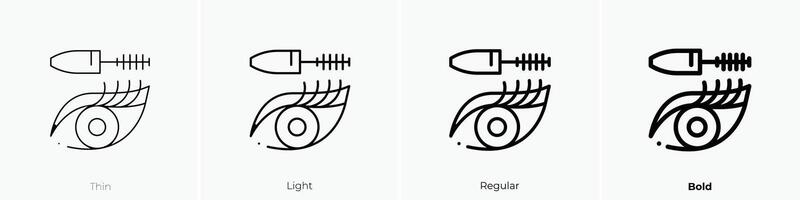 Wimperntusche Symbol. dünn, Licht, regulär und Fett gedruckt Stil Design isoliert auf Weiß Hintergrund vektor