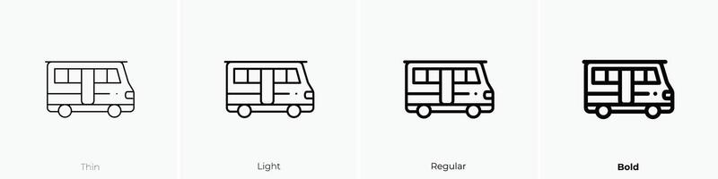 minibus ikon. tunn, ljus, regelbunden och djärv stil design isolerat på vit bakgrund vektor