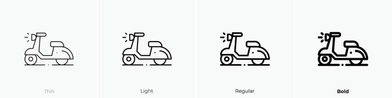 Motorrad Symbol. dünn, Licht, regulär und Fett gedruckt Stil Design isoliert auf Weiß Hintergrund vektor