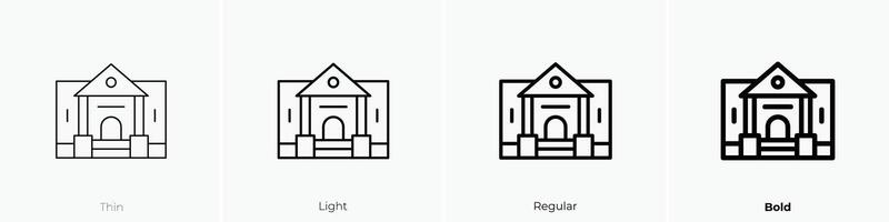 Museum Symbol. dünn, Licht, regulär und Fett gedruckt Stil Design isoliert auf Weiß Hintergrund vektor