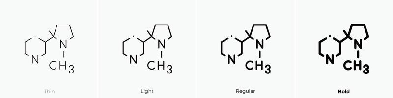 Nikotin Symbol. dünn, Licht, regulär und Fett gedruckt Stil Design isoliert auf Weiß Hintergrund vektor