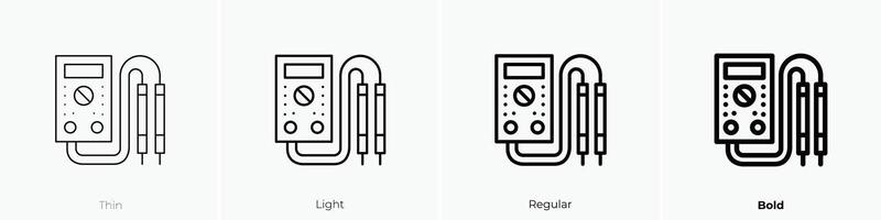 Multimeter Symbol. dünn, Licht, regulär und Fett gedruckt Stil Design isoliert auf Weiß Hintergrund vektor