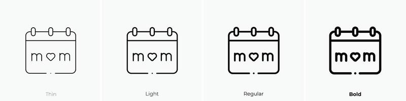 Mütter Tag Symbol. dünn, Licht, regulär und Fett gedruckt Stil Design isoliert auf Weiß Hintergrund vektor
