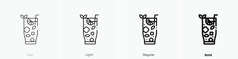Mojito Symbol. dünn, Licht, regulär und Fett gedruckt Stil Design isoliert auf Weiß Hintergrund vektor