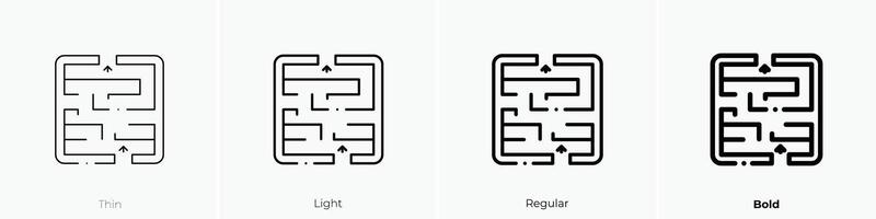 labyrint ikon. tunn, ljus, regelbunden och djärv stil design isolerat på vit bakgrund vektor