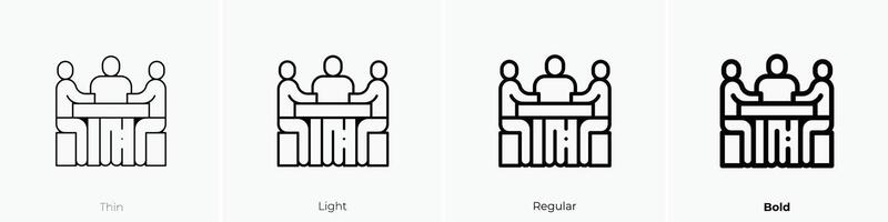 Treffen Symbol. dünn, Licht, regulär und Fett gedruckt Stil Design isoliert auf Weiß Hintergrund vektor