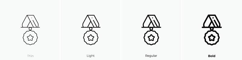 Medaille Symbol. dünn, Licht, regulär und Fett gedruckt Stil Design isoliert auf Weiß Hintergrund vektor