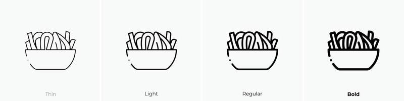 Moules Pommes Symbol. dünn, Licht, regulär und Fett gedruckt Stil Design isoliert auf Weiß Hintergrund vektor