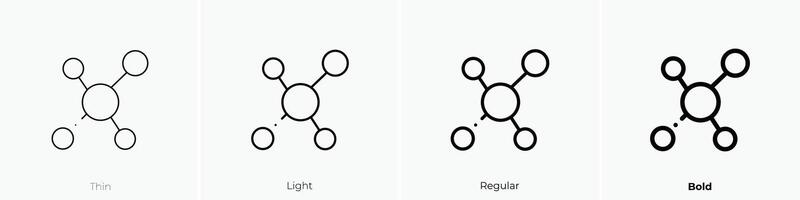 Molekül Symbol. dünn, Licht, regulär und Fett gedruckt Stil Design isoliert auf Weiß Hintergrund vektor