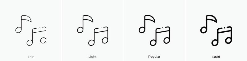 Musik- Symbol. dünn, Licht, regulär und Fett gedruckt Stil Design isoliert auf Weiß Hintergrund vektor