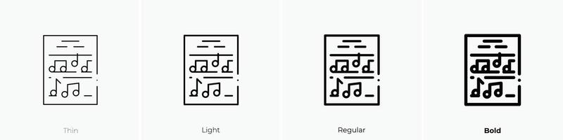 Musik- Anmerkungen Symbol. dünn, Licht, regulär und Fett gedruckt Stil Design isoliert auf Weiß Hintergrund vektor