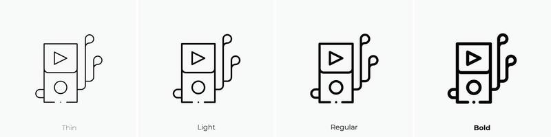 mp Spieler Symbol. dünn, Licht, regulär und Fett gedruckt Stil Design isoliert auf Weiß Hintergrund vektor