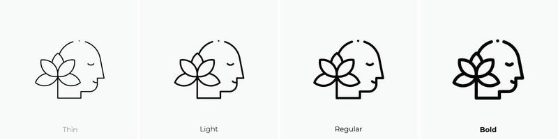 Meditation Symbol. dünn, Licht, regulär und Fett gedruckt Stil Design isoliert auf Weiß Hintergrund vektor