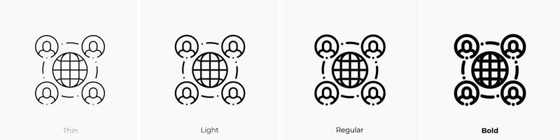 Netzwerk Symbol. dünn, Licht, regulär und Fett gedruckt Stil Design isoliert auf Weiß Hintergrund vektor