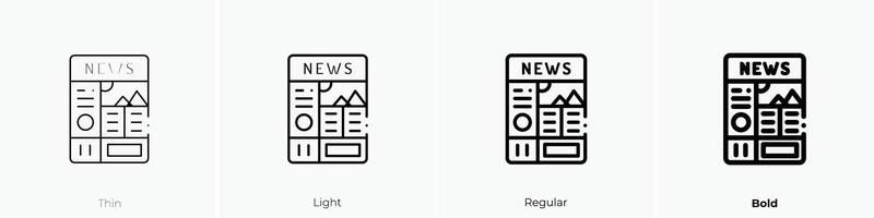 Nachrichten Symbol. dünn, Licht, regulär und Fett gedruckt Stil Design isoliert auf Weiß Hintergrund vektor