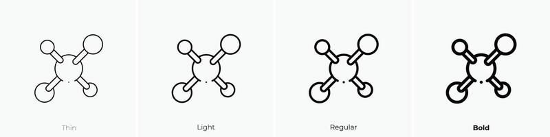 Molekül Symbol. dünn, Licht, regulär und Fett gedruckt Stil Design isoliert auf Weiß Hintergrund vektor