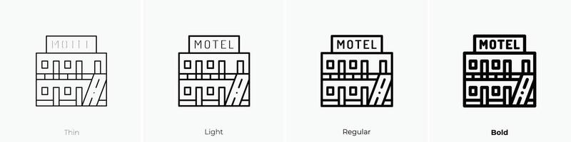 Motel Symbol. dünn, Licht, regulär und Fett gedruckt Stil Design isoliert auf Weiß Hintergrund vektor