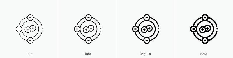 Negativ Ion Symbol. dünn, Licht, regulär und Fett gedruckt Stil Design isoliert auf Weiß Hintergrund vektor