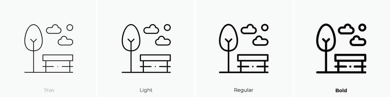 naturlig parkera ikon. tunn, ljus, regelbunden och djärv stil design isolerat på vit bakgrund vektor